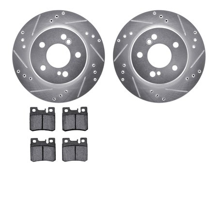 DYNAMIC FRICTION CO 7602-63027, Rotors-Drilled and Slotted-Silver with 5000 Euro Ceramic Brake Pads, Zinc Coated 7602-63027